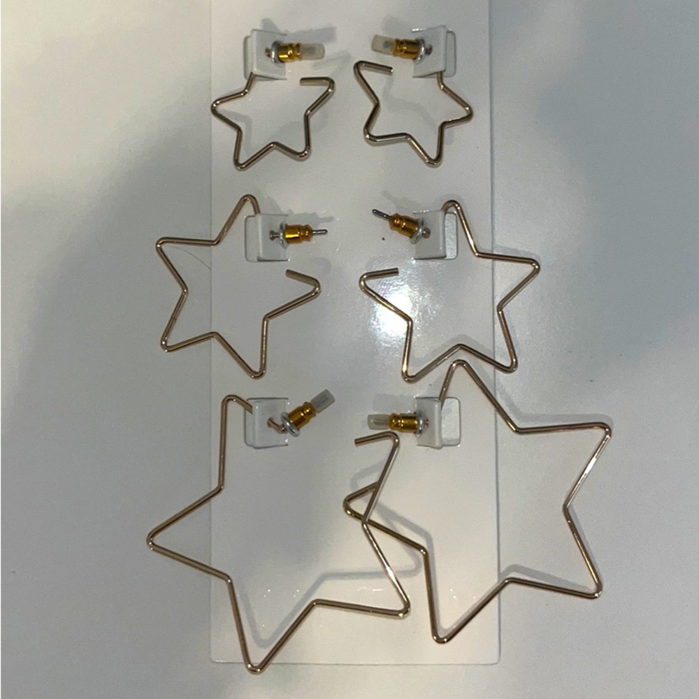 Set of 3 star-shaped hoop earrings